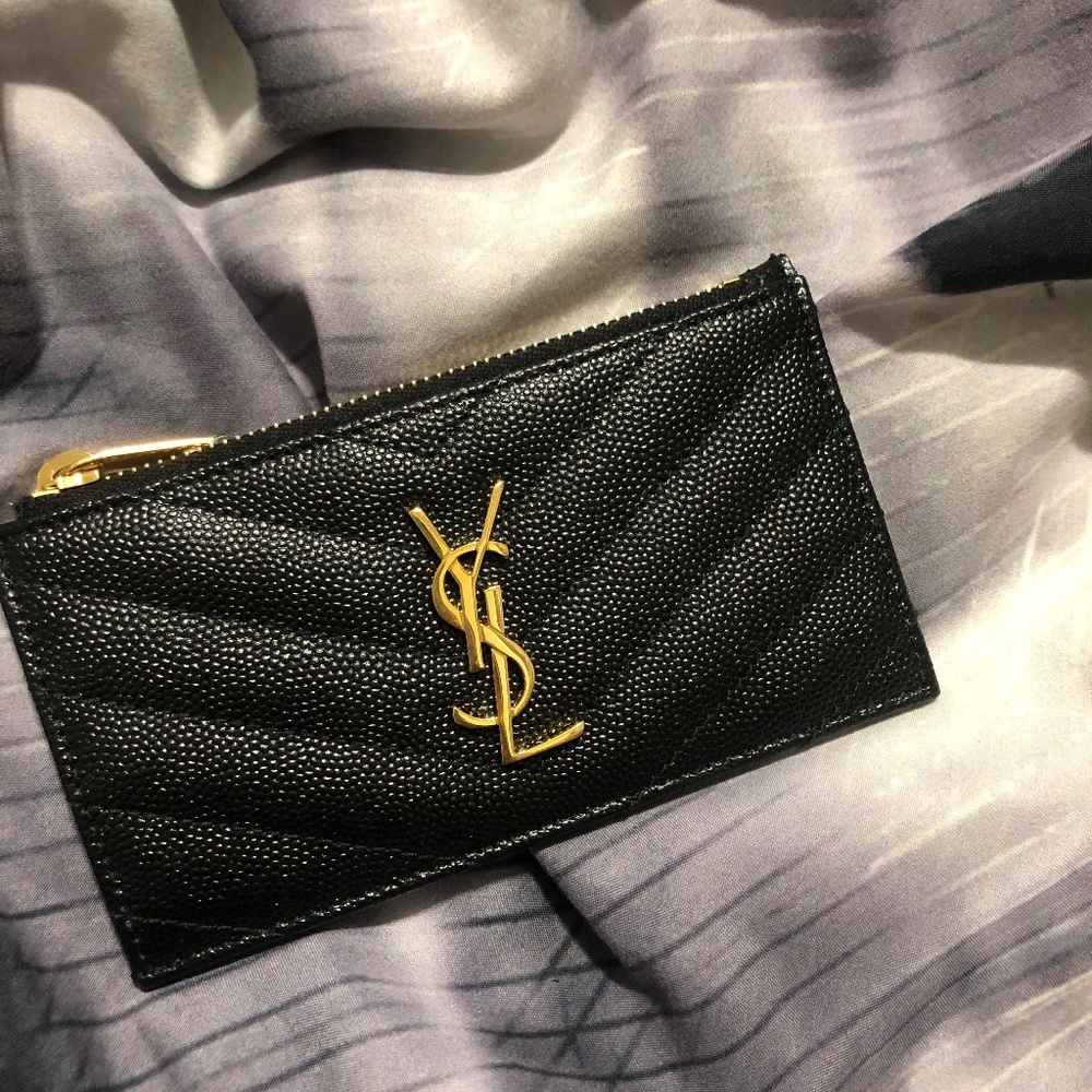 YSL Monogram Tiny Zip Card Case Wallet